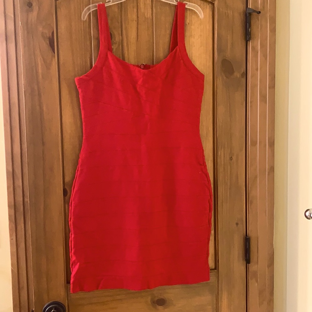 Express, red mini halter dress, size M